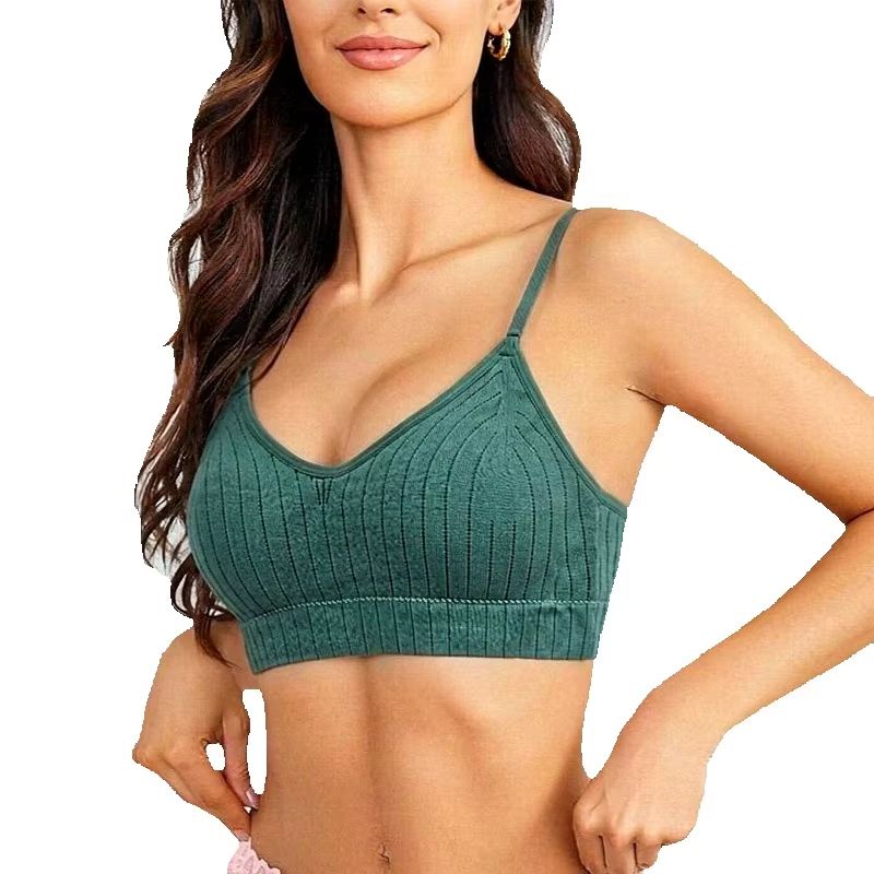 Women Ribbed Knit Wireless Bra - Bralette Wireless Soft review and price
